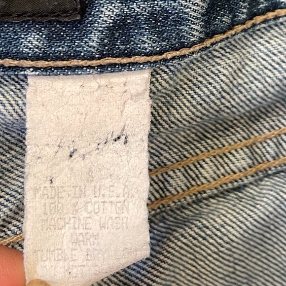 VTG Y2K Marc Jacobs Distressed Tattoo Spider Web Printed Blue Denim Jeans Sz 8 - Picture 9 of 12